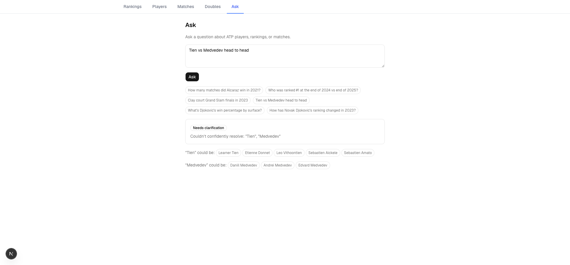 Clarification UI